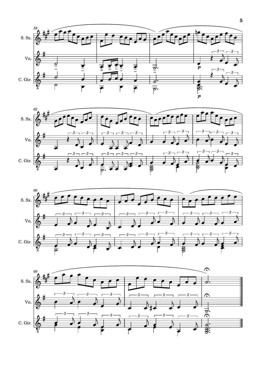 Jesu, Joy of Man´s Desiring. S. Sax., Violin, Guitar. With Parts. by Johann Sebastian Bach Small Ensemble - Digital Sheet Music page 5