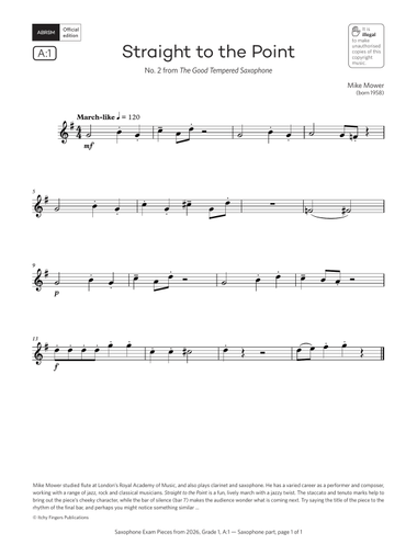Straight to the Point (Grade 1, list A1, from the ABRSM Saxophone Syllabus from 2026)
