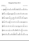 Hungarian Dance No. 5 for Flute (Key of Bm)