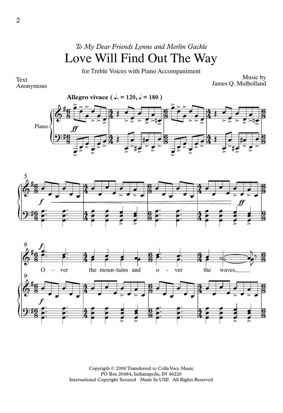 Love Will Find Out The Way SSA - Digital Sheet Music page 2