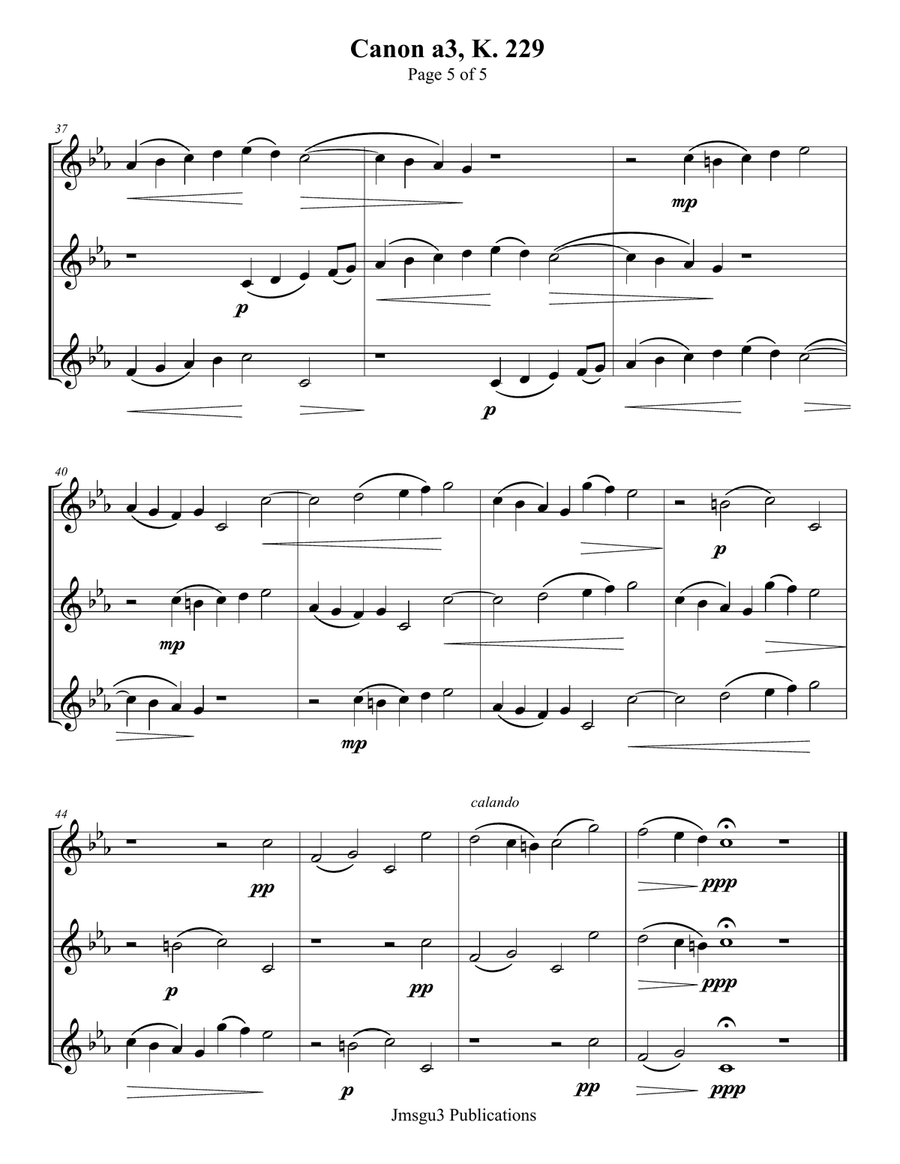 Mozart: Canon a3, K. 229 for Violin Trio by Wolfgang Amadeus Mozart String Trio - Digital Sheet Music page 5