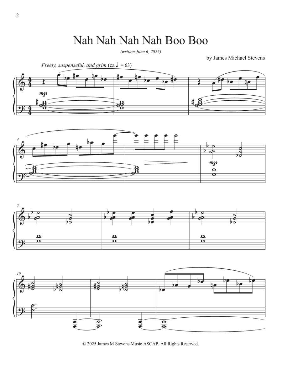 Nah Nah Nah Nah Boo Boo Piano Solo scores gallery preview page 2