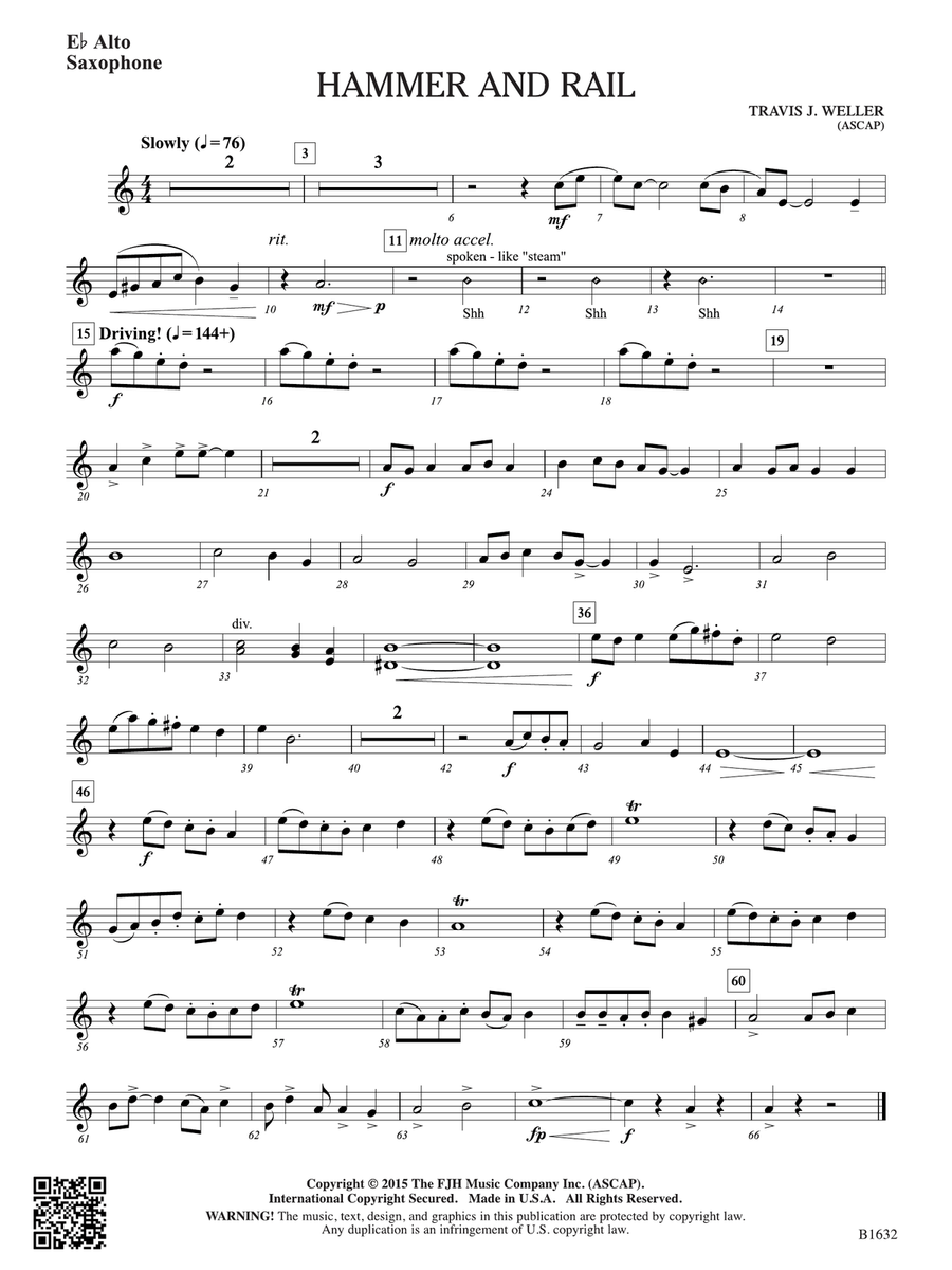 Hammer and Rail: E-flat Alto Saxophone Alto Saxophone scores gallery preview page 1