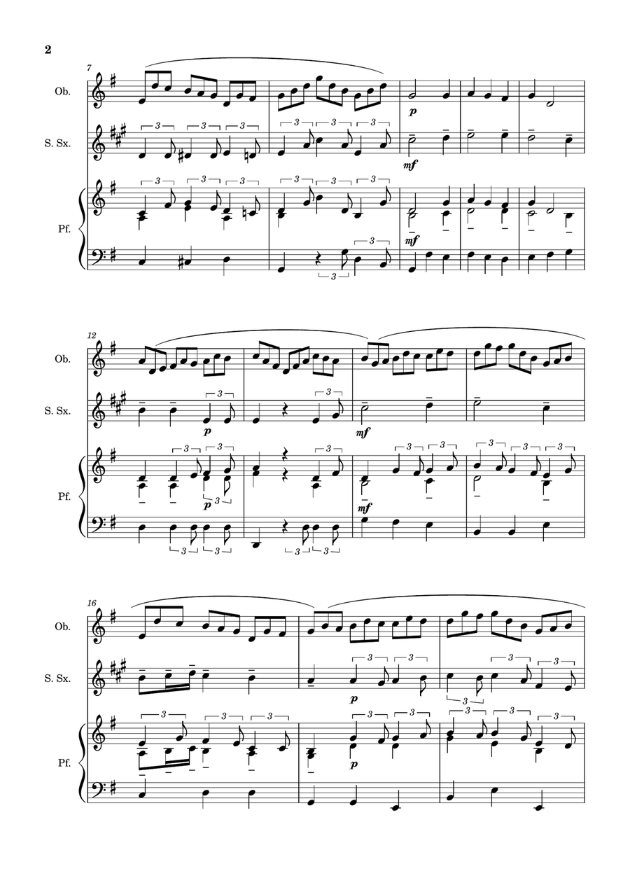 Jesu, Joy of Man´s Desiring. Oboe, S. Sax., Piano. With Parts. by Johann Sebastian Bach Small Ensemble - Digital Sheet Music page 2