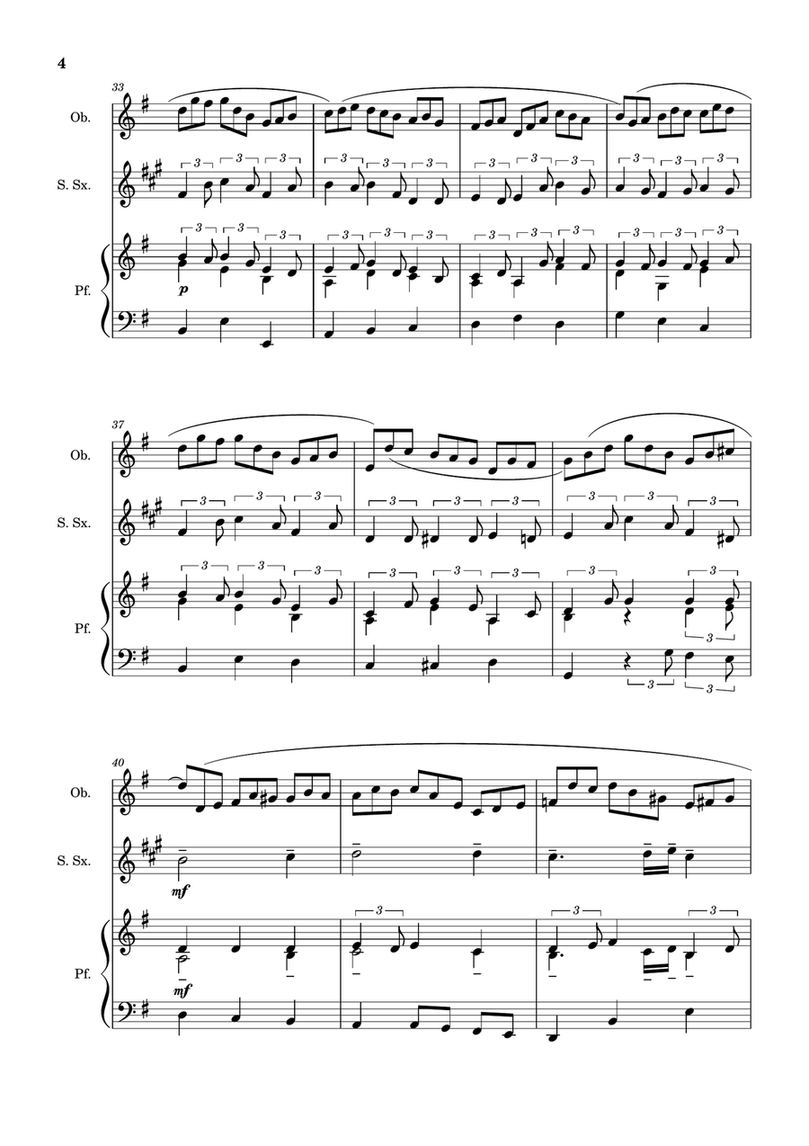 Jesu, Joy of Man´s Desiring. Oboe, S. Sax., Piano. With Parts. by Johann Sebastian Bach Small Ensemble - Digital Sheet Music page 4