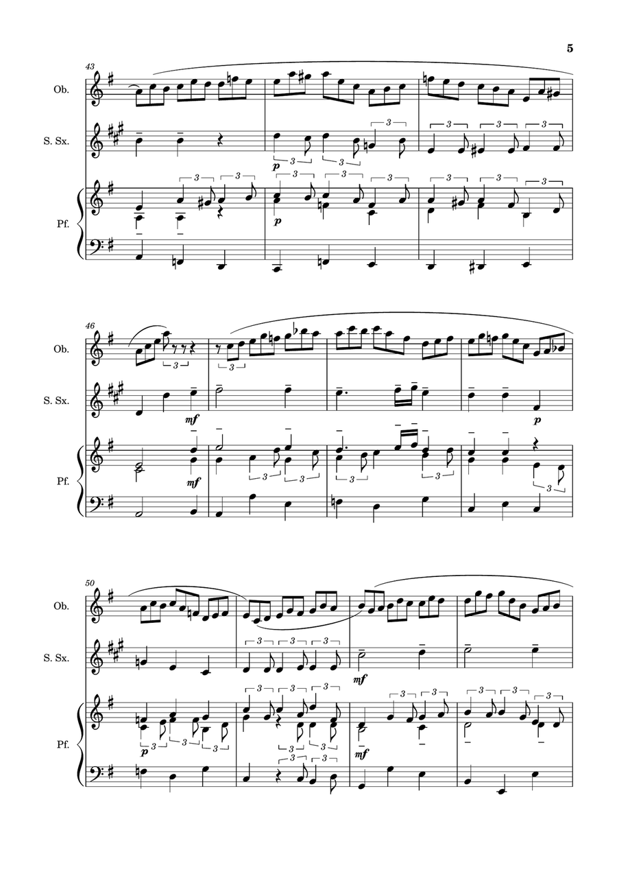 Jesu, Joy of Man´s Desiring. Oboe, S. Sax., Piano. With Parts. by Johann Sebastian Bach Small Ensemble - Digital Sheet Music page 5