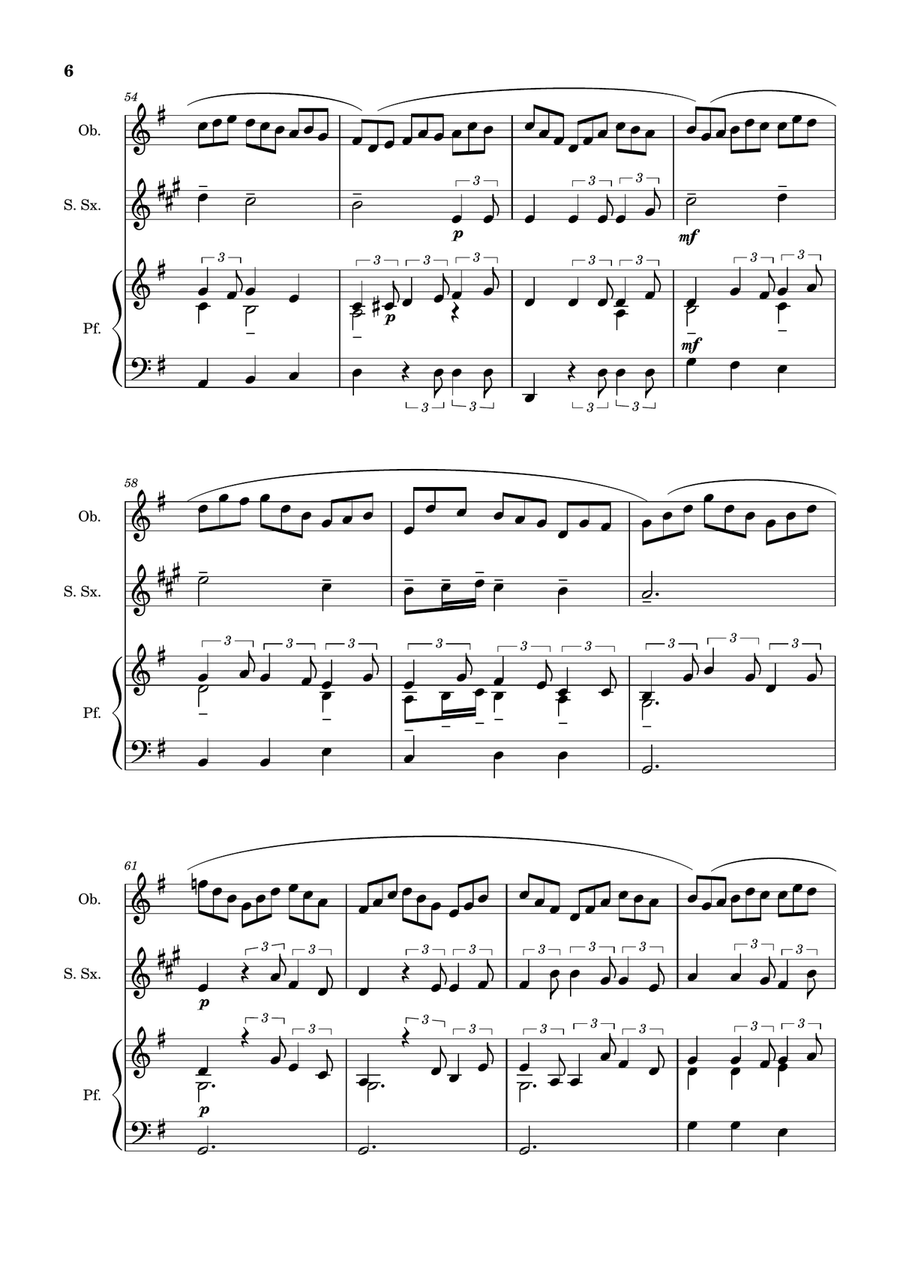 Jesu, Joy of Man´s Desiring. Oboe, S. Sax., Piano. With Parts. by Johann Sebastian Bach Small Ensemble - Digital Sheet Music page 6