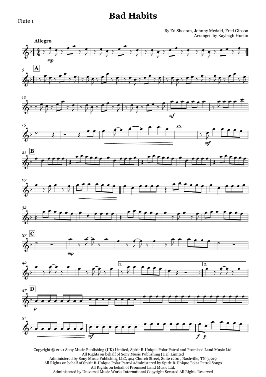Bad Habits by Ed Sheeran Flute Quartet - Digital Sheet Music page 6
