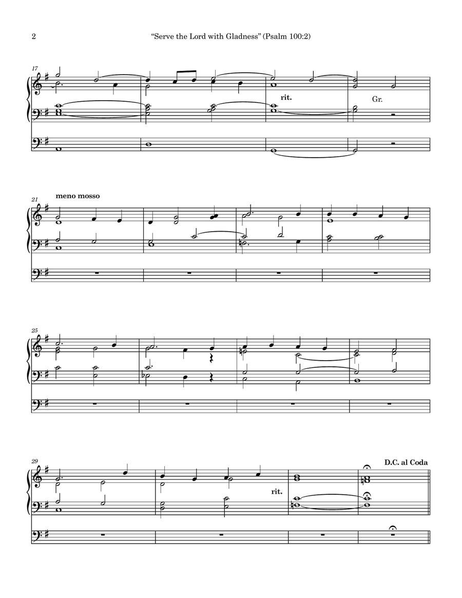 Serve the Lord With Gladness (Psalm 100:2) for organ, 