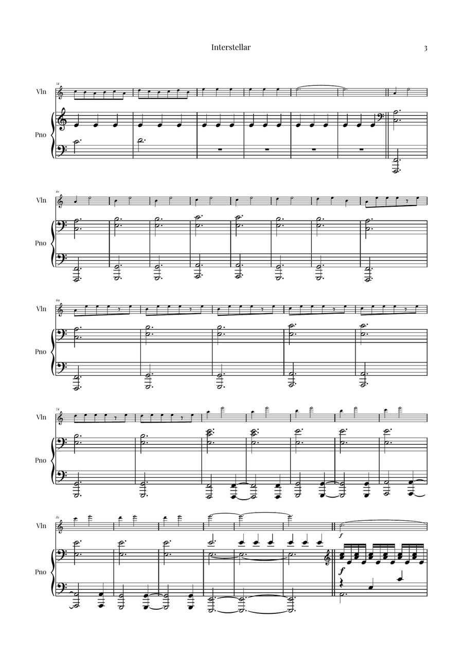 Interstellar Violin Solo - Digital Sheet Music page 3