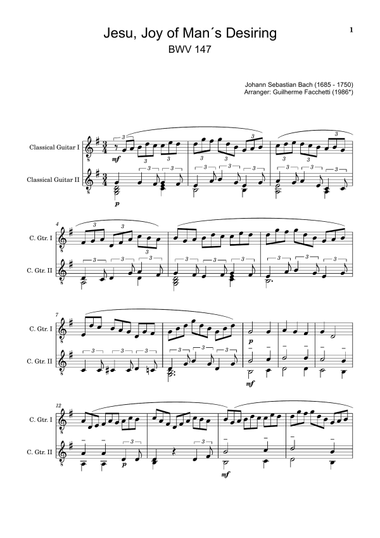 J. S. Bach - Jesu, Joy of Man´s Desiring. Guitar Duet.