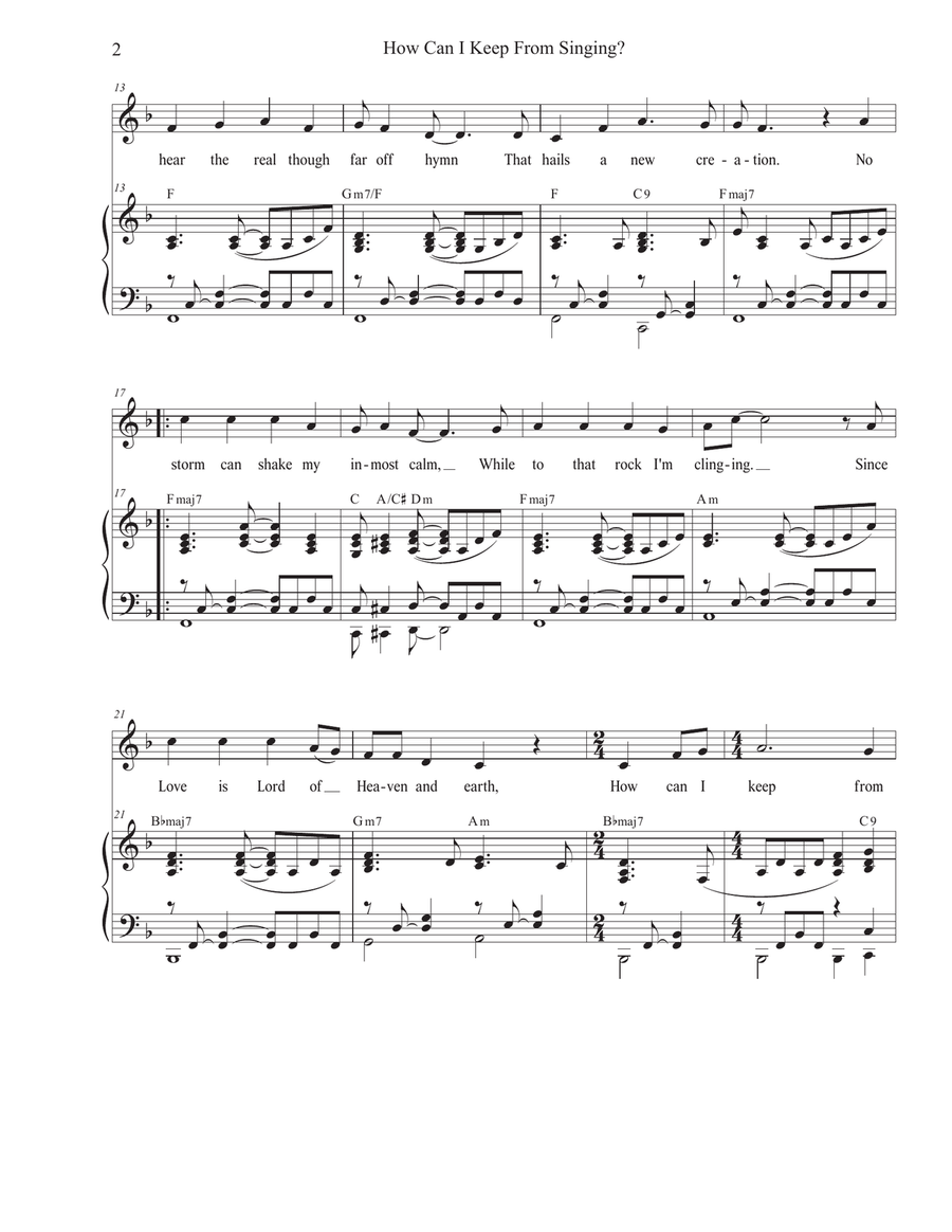 How Can I Keep From Singing? (Unison choir) by Robert Lowry Unison Choir - Digital Sheet Music page 2