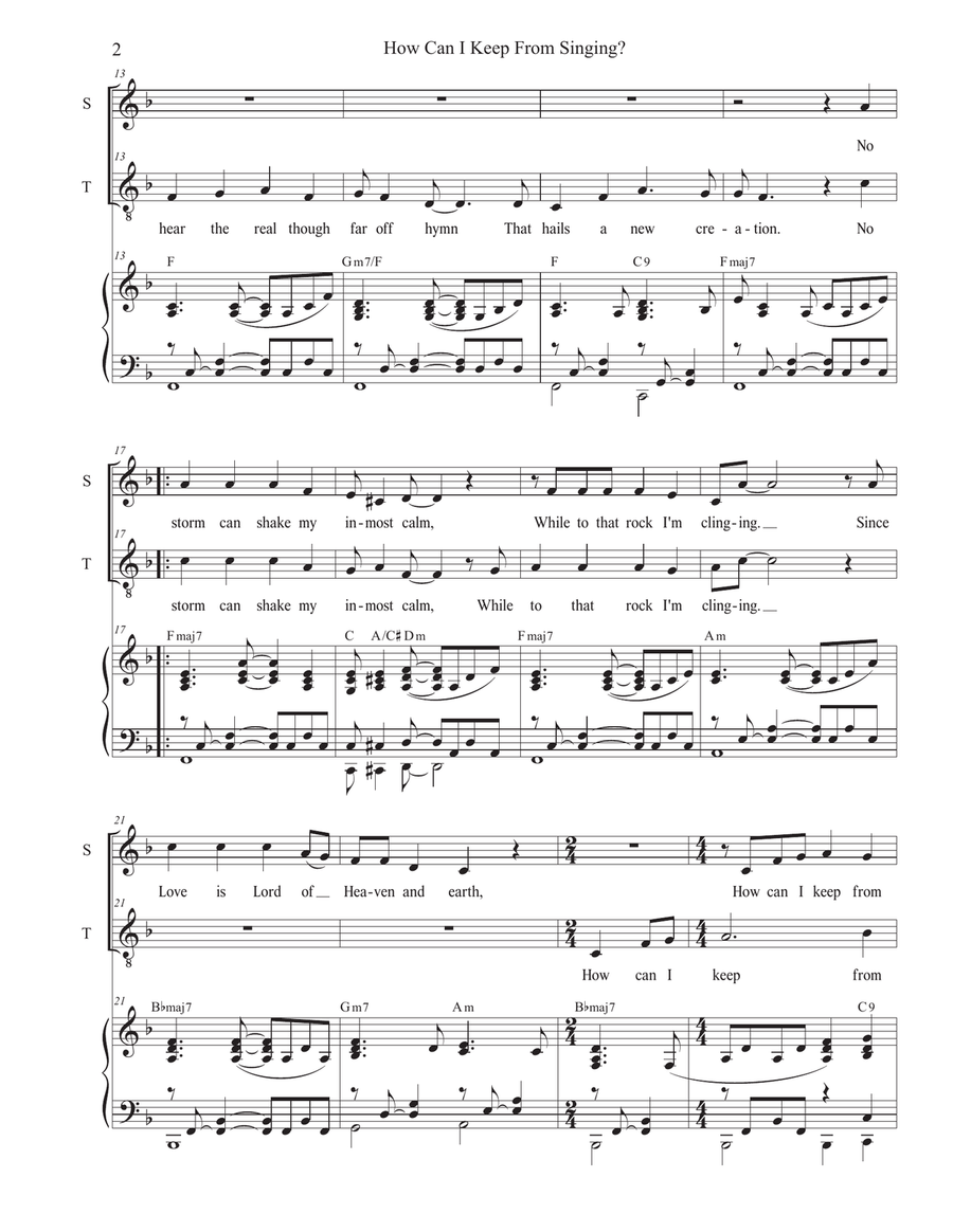 How Can I Keep From Singing? (2-part choir - (Soprano and Tenor) by Robert Lowry 2-Part - Digital Sheet Music page 2