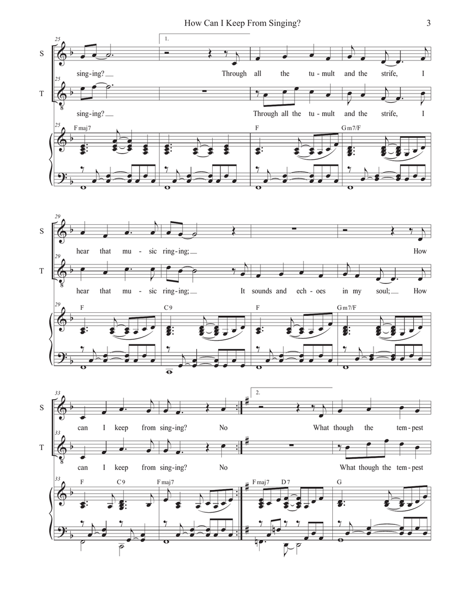How Can I Keep From Singing? (2-part choir - (Soprano and Tenor) by Robert Lowry 2-Part - Digital Sheet Music page 3