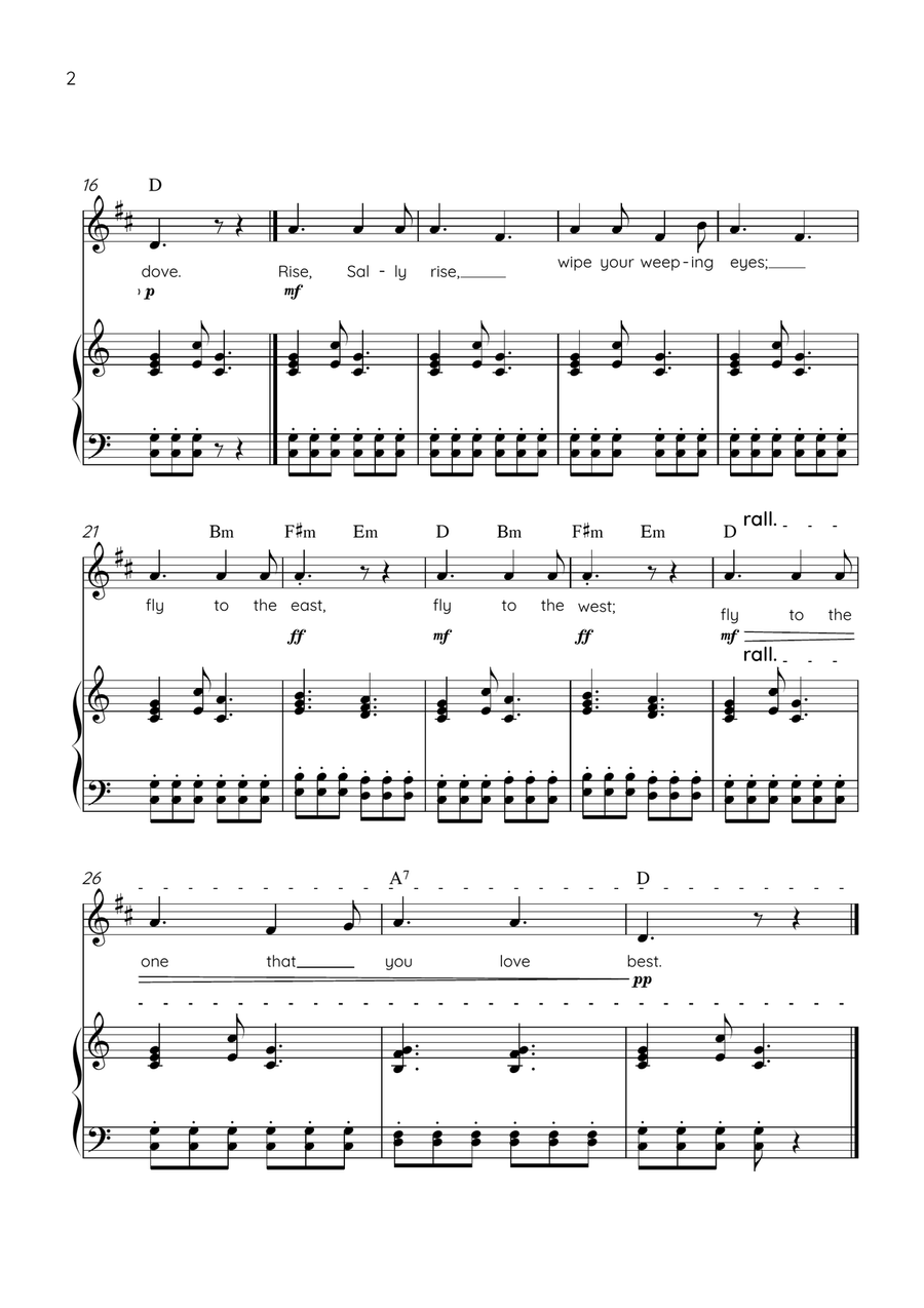 Ring Around the Rosie - Trumpet & Piano in C Major With Chords & Lyrics - Beginner? B-Flat Trumpet - Digital Sheet Music page 2