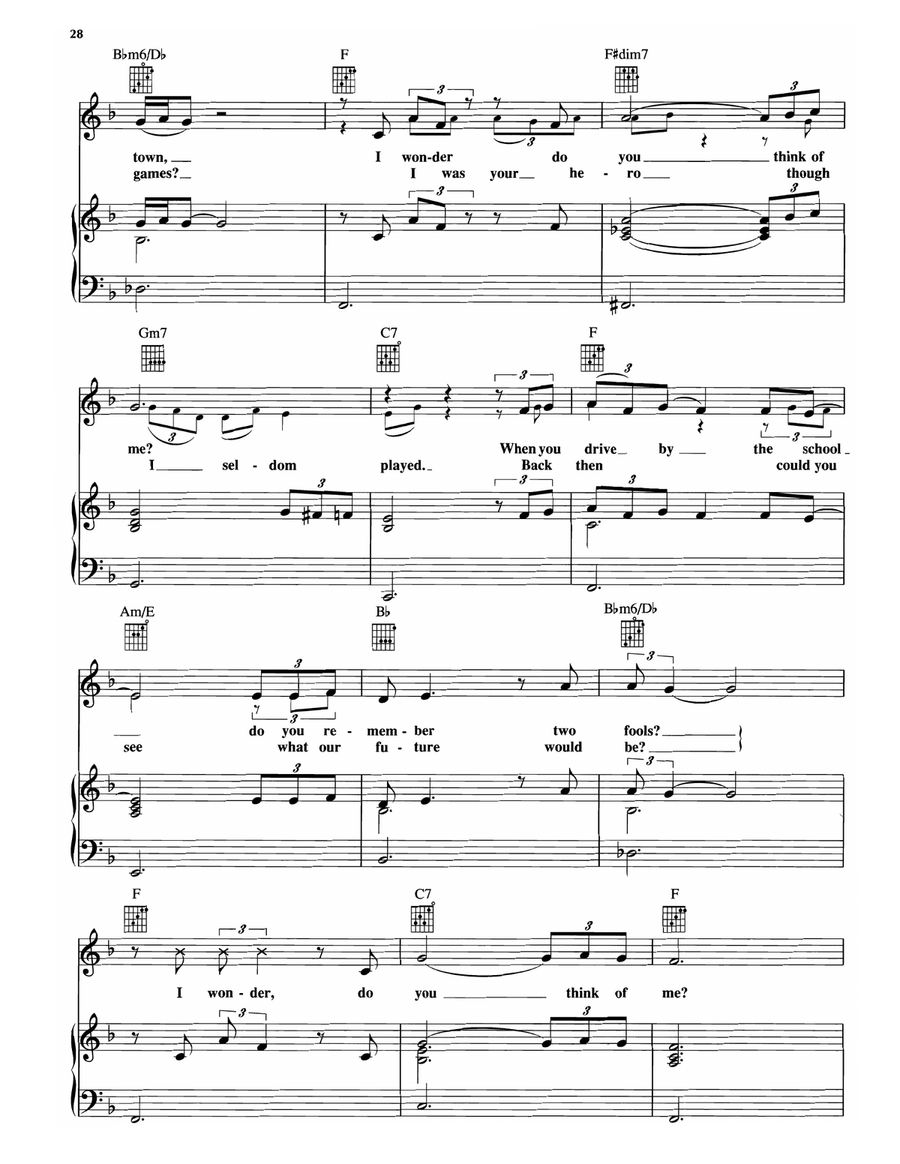 I Wonder Do You Think Of Me Piano, Vocal, Guitar scores gallery preview page 2