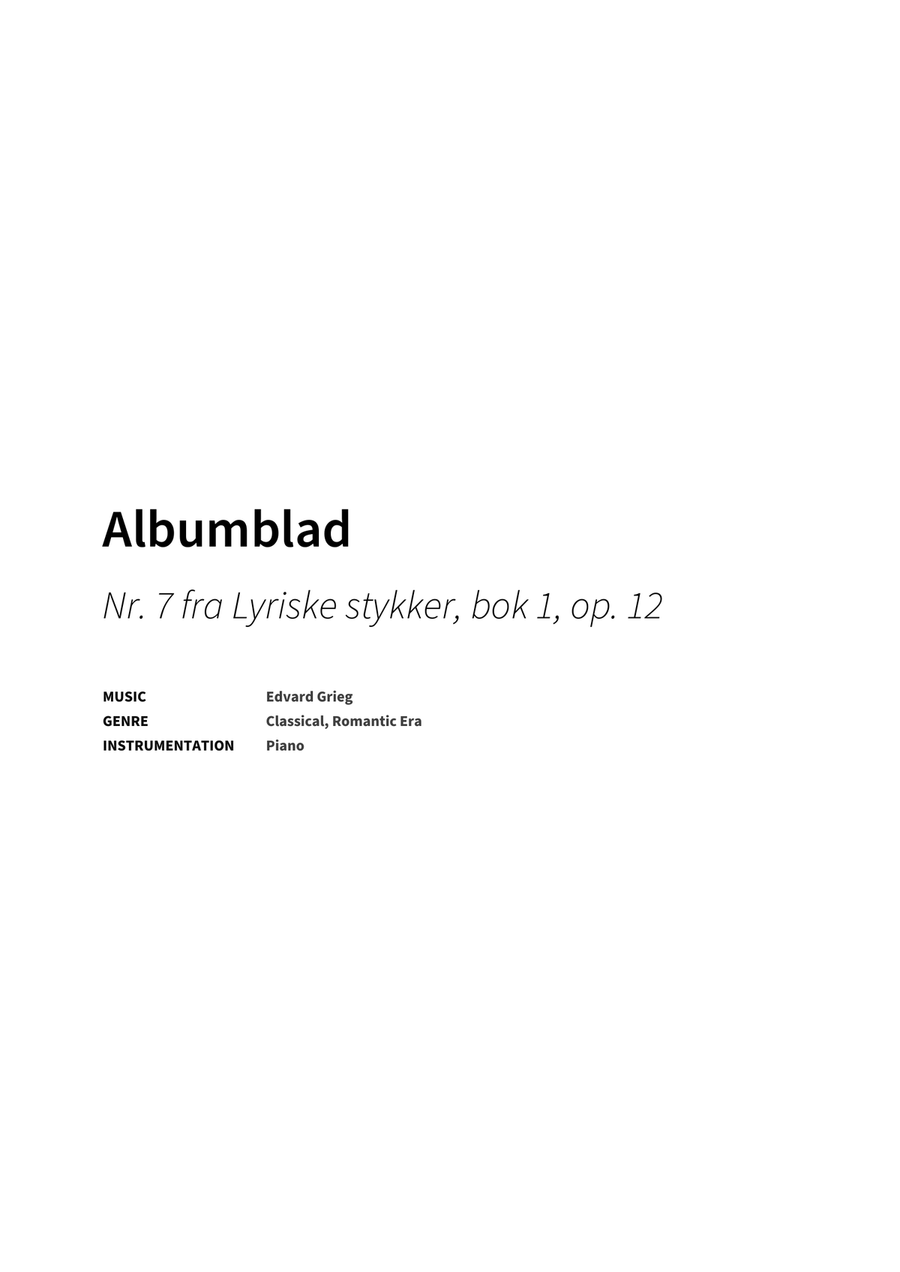 Albumblad by Edvard Grieg Piano Solo - Digital Sheet Music page 2