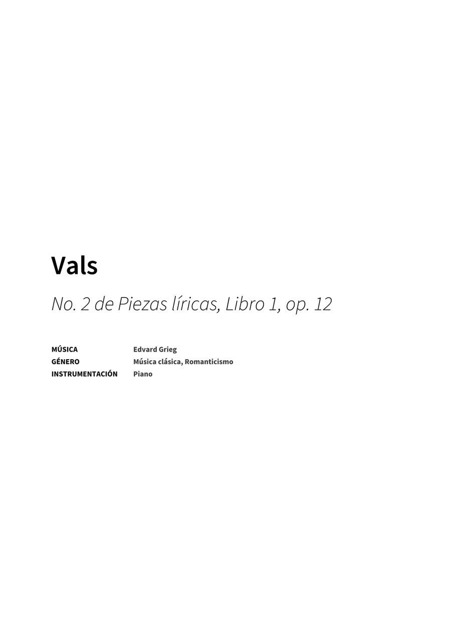 Vals by Edvard Grieg Piano Solo - Digital Sheet Music page 2
