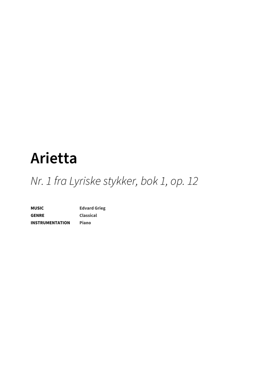 Arietta by Edvard Grieg Piano Solo - Digital Sheet Music page 2