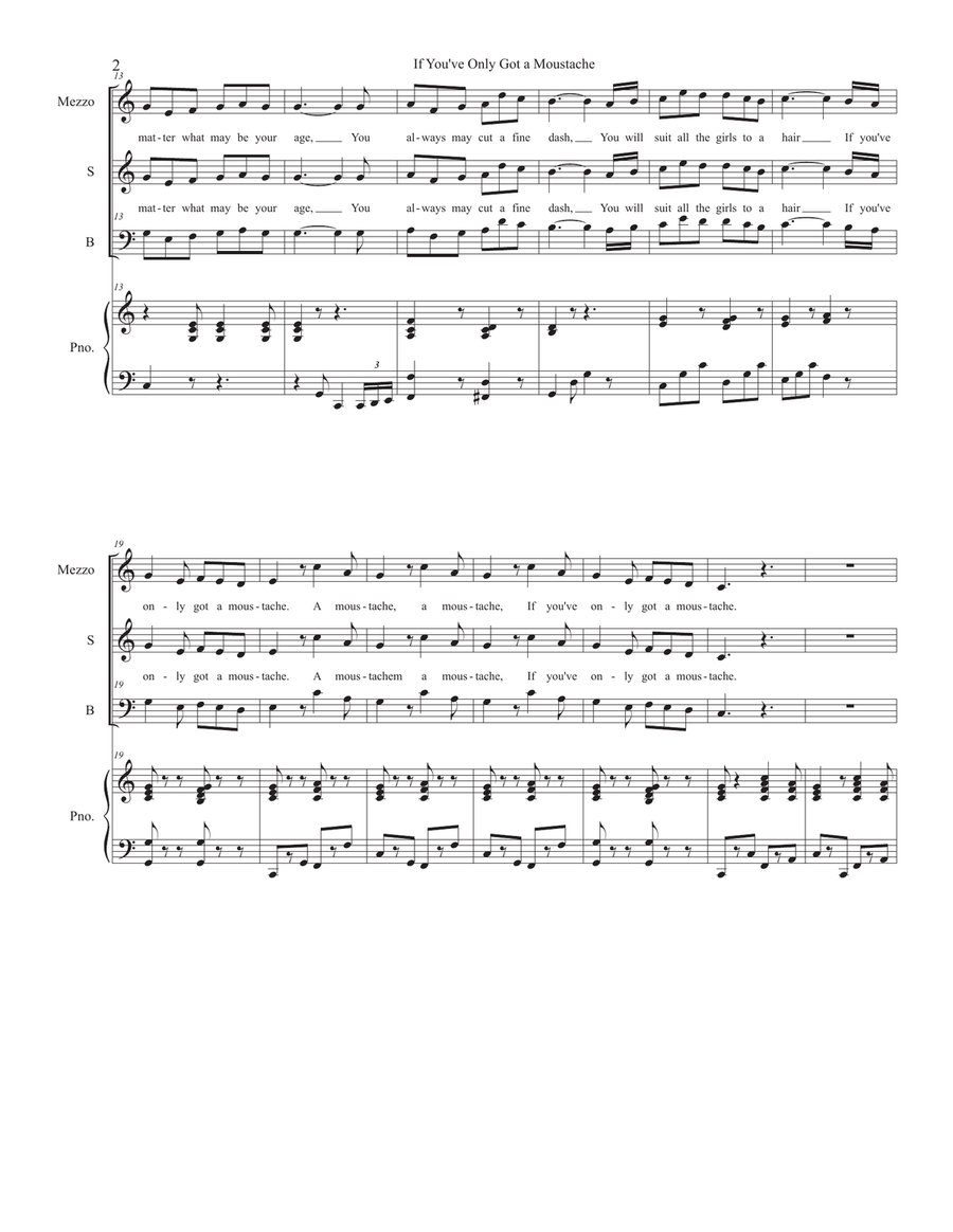 If You've Only Got a Moustache by Stephen Foster 3-Part - Digital Sheet Music page 2