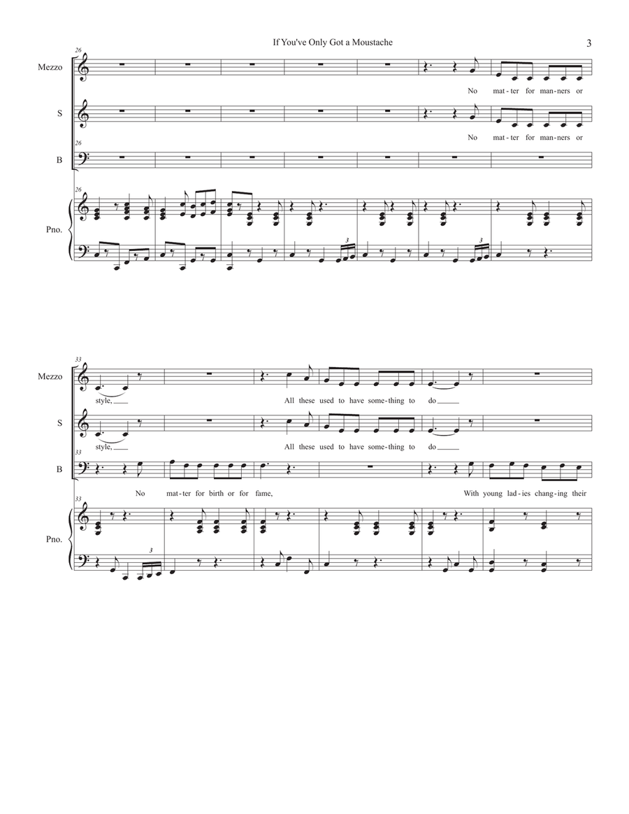 If You've Only Got a Moustache by Stephen Foster 3-Part - Digital Sheet Music page 3