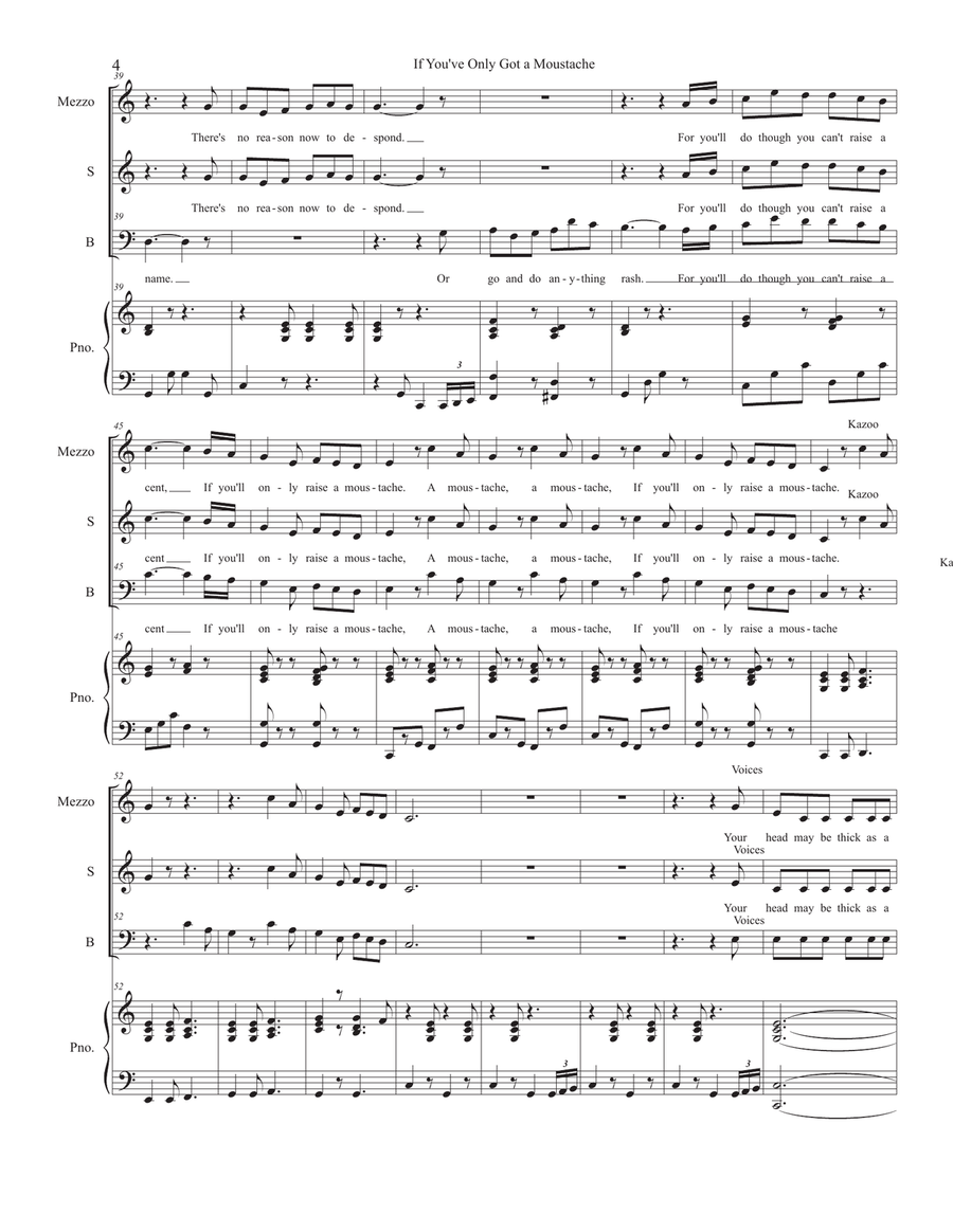 If You've Only Got a Moustache by Stephen Foster 3-Part - Digital Sheet Music page 4
