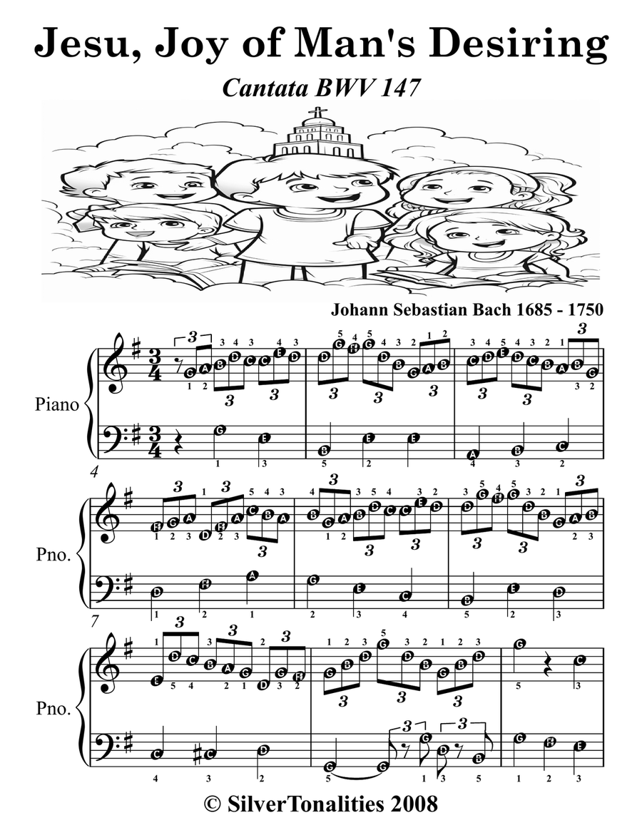 Jesu Joy of Man's Desiring BWV 147 Easy Piano Sheet Music Combo by Johann Sebastian Bach Piano Method - Digital Sheet Music page 4