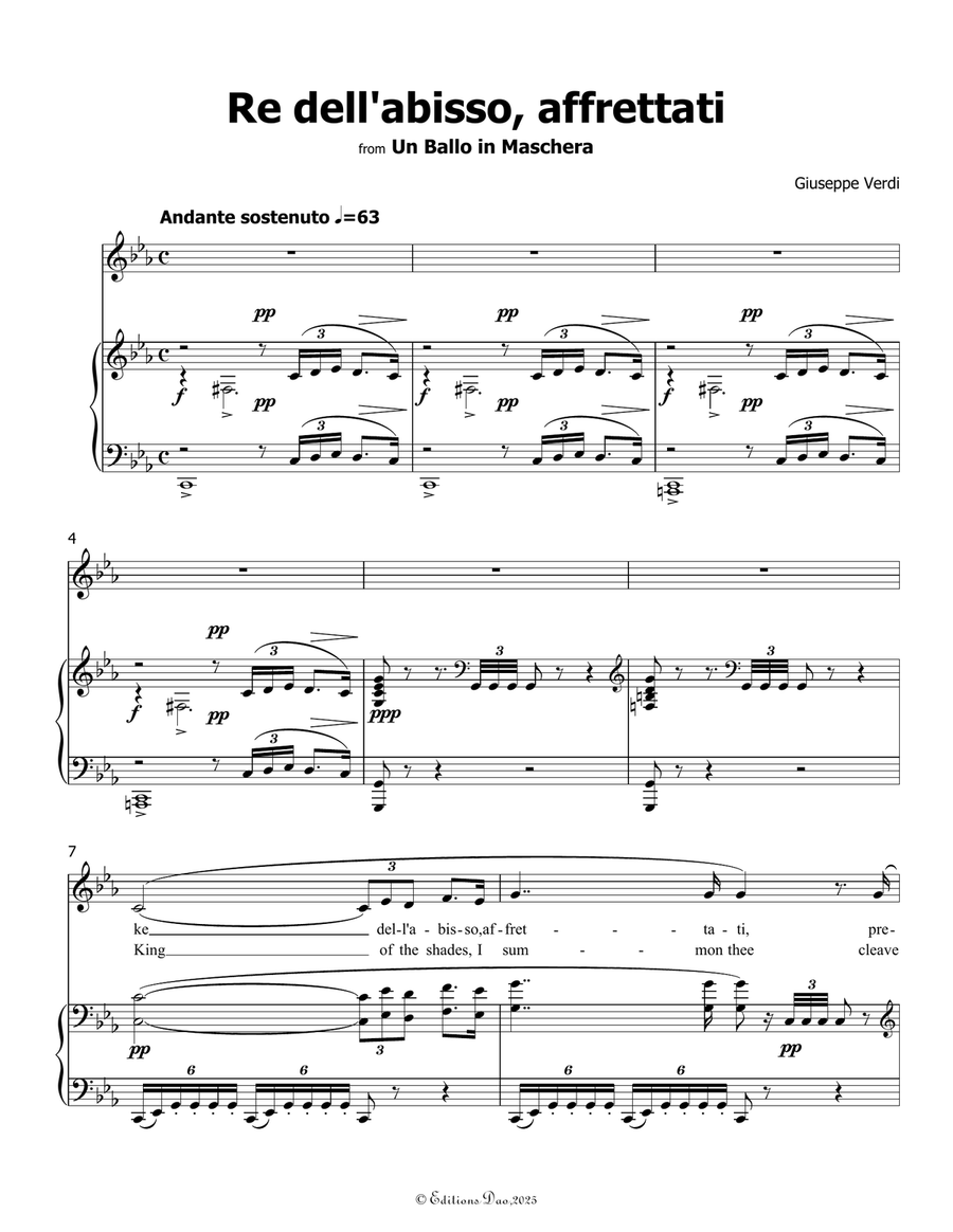 Re dellabisso, affrettati, by Giuseppe Verdi, in c minor by Giuseppe Verdi Piano, Vocal - Digital Sheet Music page 3