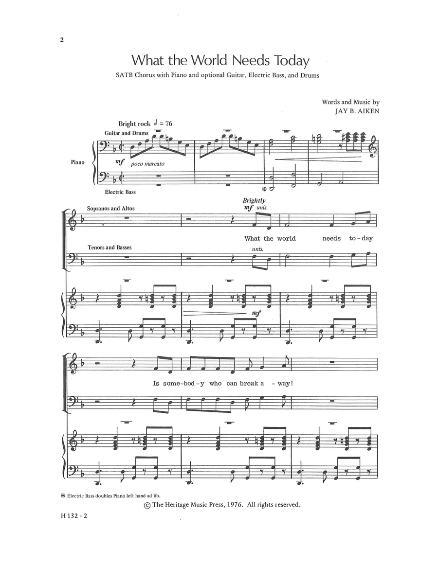 What the World Needs Today Choir - Digital Sheet Music page 2