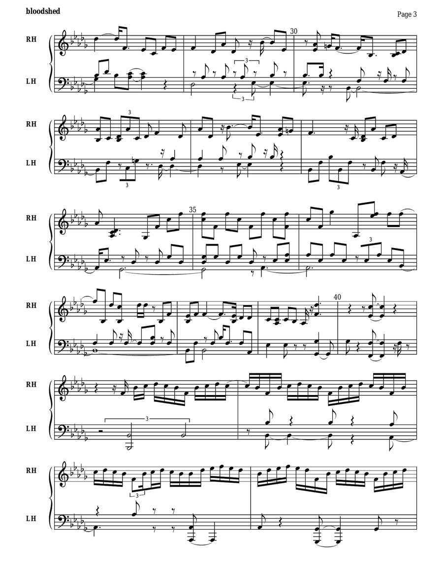 Bloodshed Piano Solo - Digital Sheet Music page 3