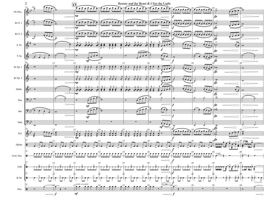 Medley: Beauty And The Beast with I See The Light Marching Band scores gallery preview page 2