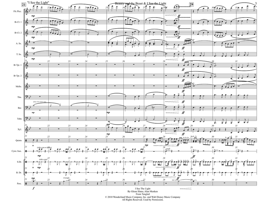 Medley: Beauty And The Beast with I See The Light Marching Band scores gallery preview page 3