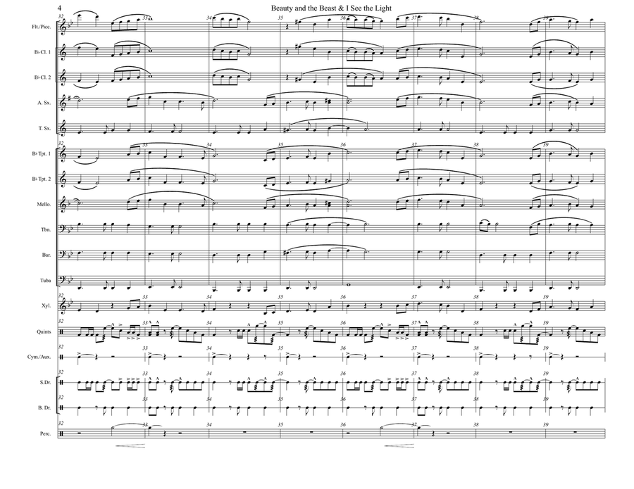 Medley: Beauty And The Beast with I See The Light Marching Band scores gallery preview page 4
