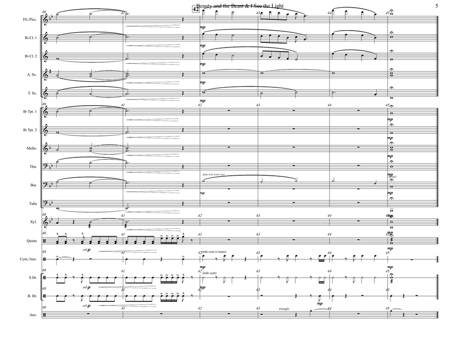 Medley: Beauty And The Beast with I See The Light Marching Band scores gallery preview page 5