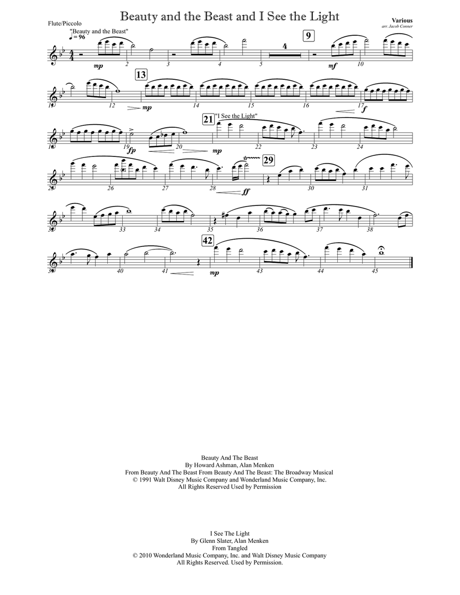 Medley: Beauty And The Beast with I See The Light Marching Band scores gallery preview page 6