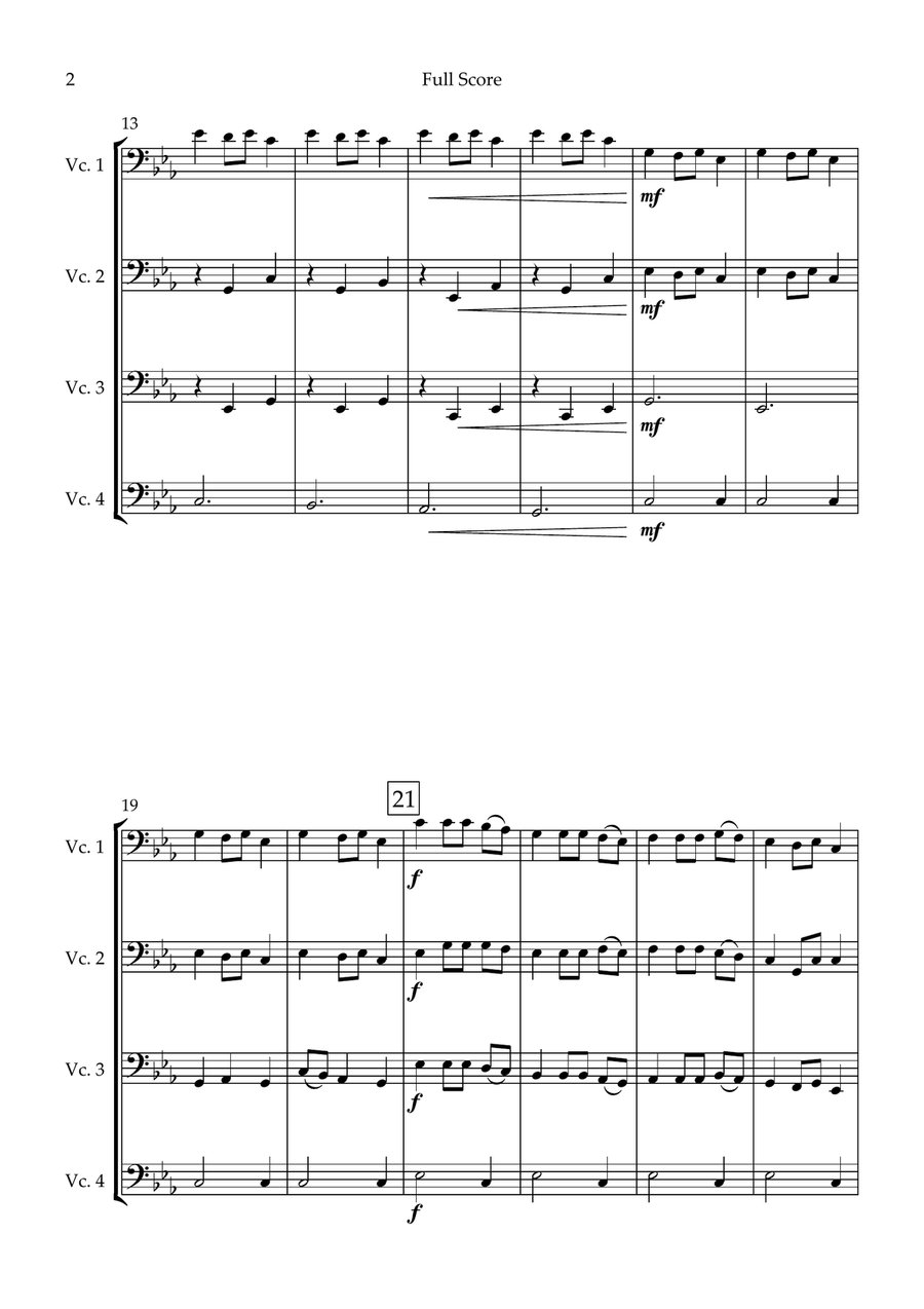 Carol of the Bells (Christmas Song) for Cello Quartet String Quartet - Digital Sheet Music page 2