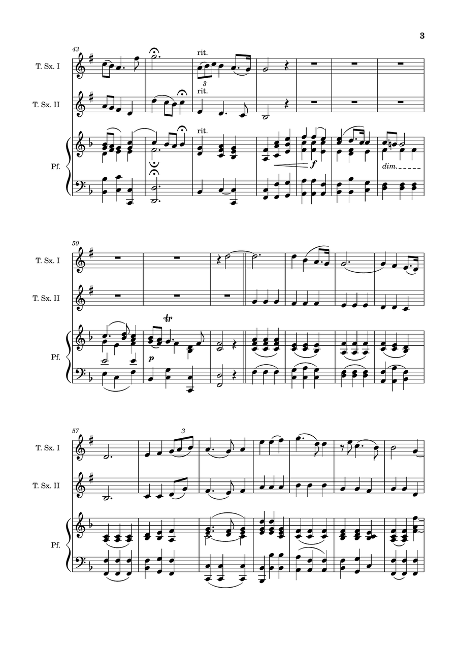 G. F. Händel – Largo from Xerxes, T. Sax. Duet and Piano. Score and Parts. by George Frideric Handel Woodwind Duet - Digital Sheet Music page 3