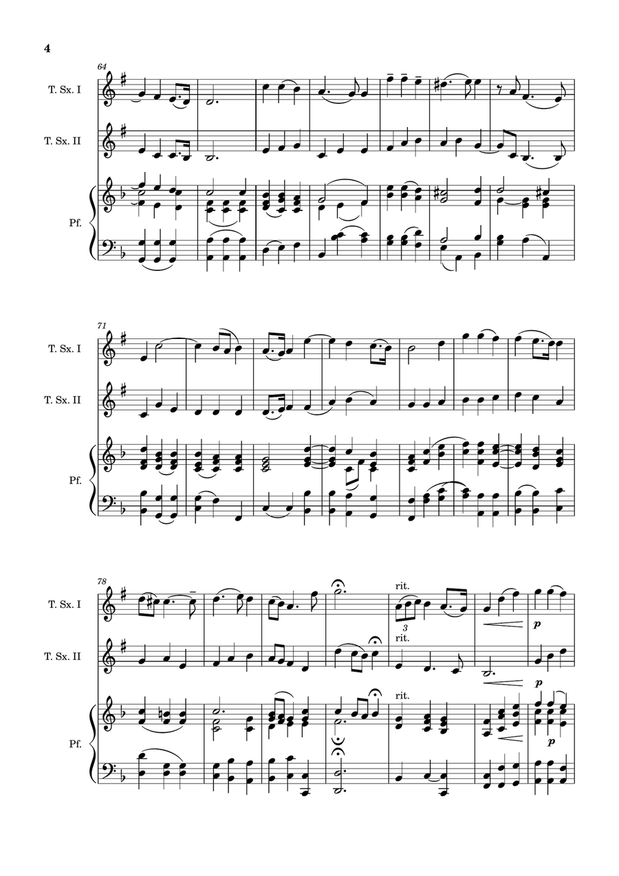 G. F. Händel – Largo from Xerxes, T. Sax. Duet and Piano. Score and Parts. by George Frideric Handel Woodwind Duet - Digital Sheet Music page 4