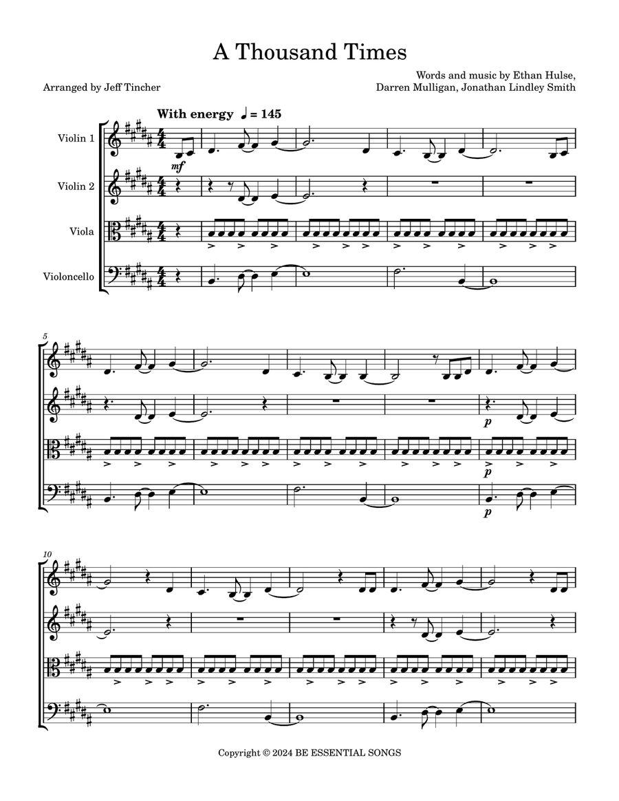 A Thousand Times String Quartet - Digital Sheet Music page 2