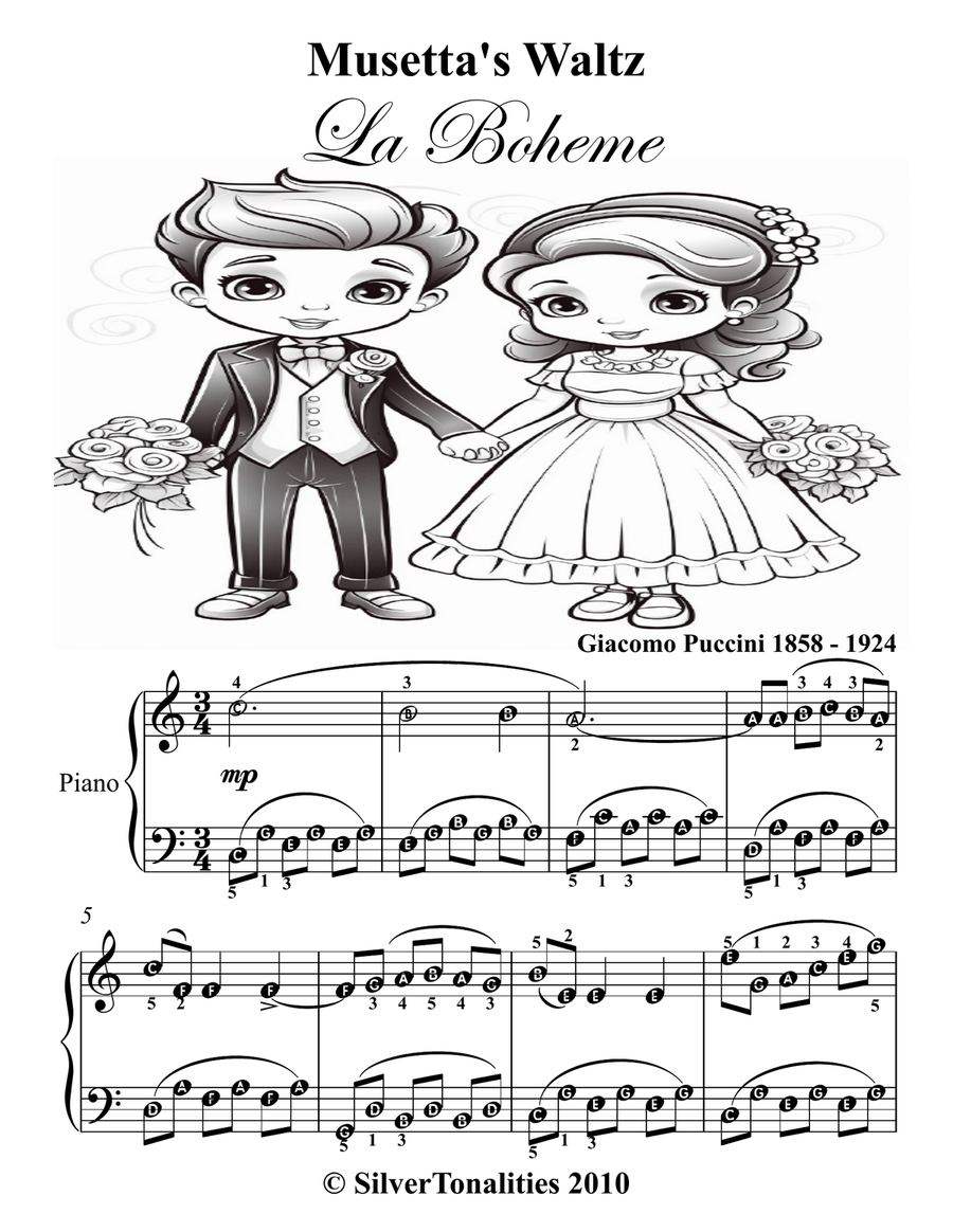 Musetta's Waltz La Boheme Easy Piano Sheet Music Combo by Giacomo Puccini Piano Method - Digital Sheet Music page 4