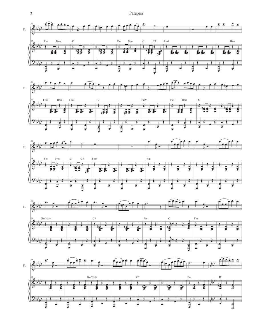 Patapan (Flute solo and Piano) by Traditional Flute Solo - Digital Sheet Music page 2