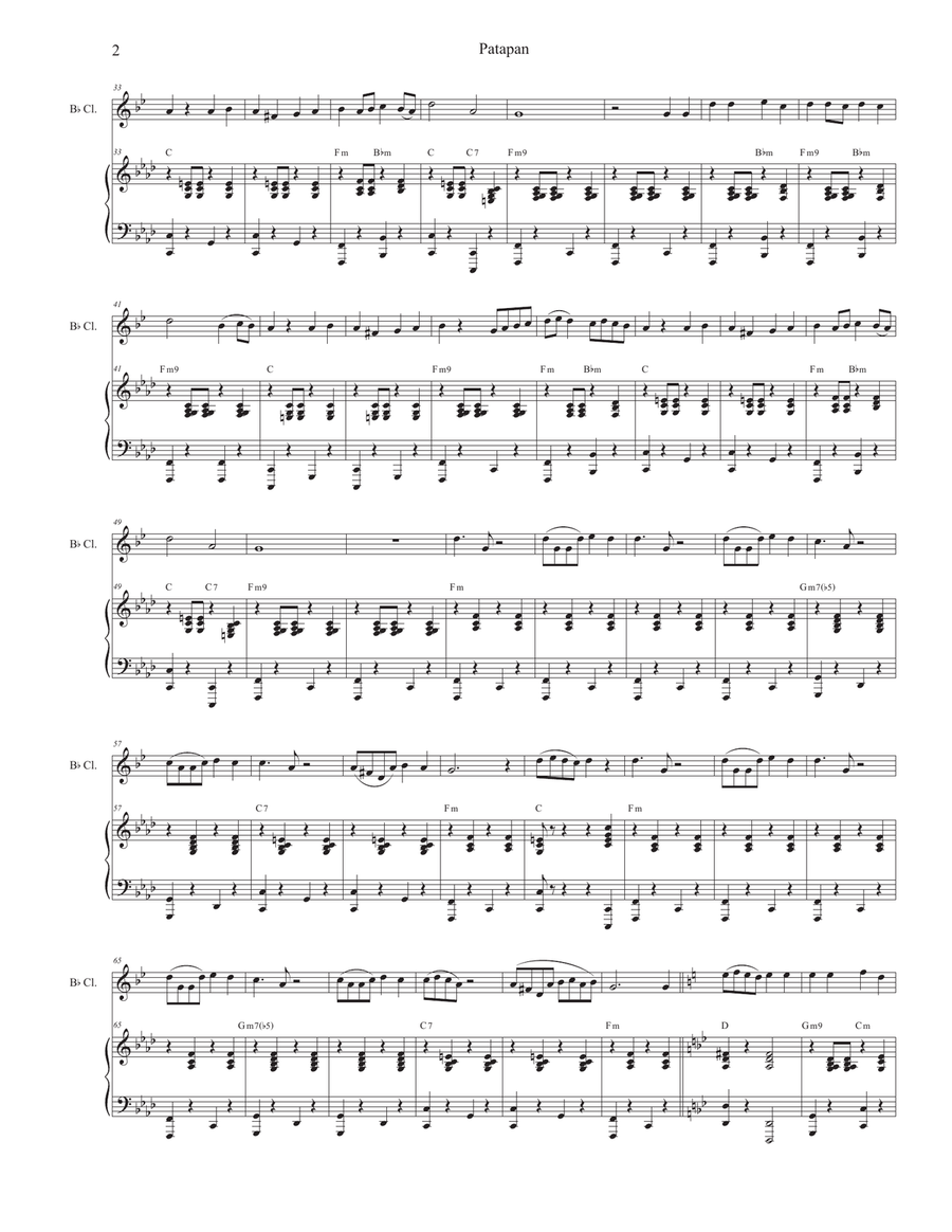 Patapan (Bb-Clarinet solo and Piano) by Traditional B-Flat Clarinet - Digital Sheet Music page 2
