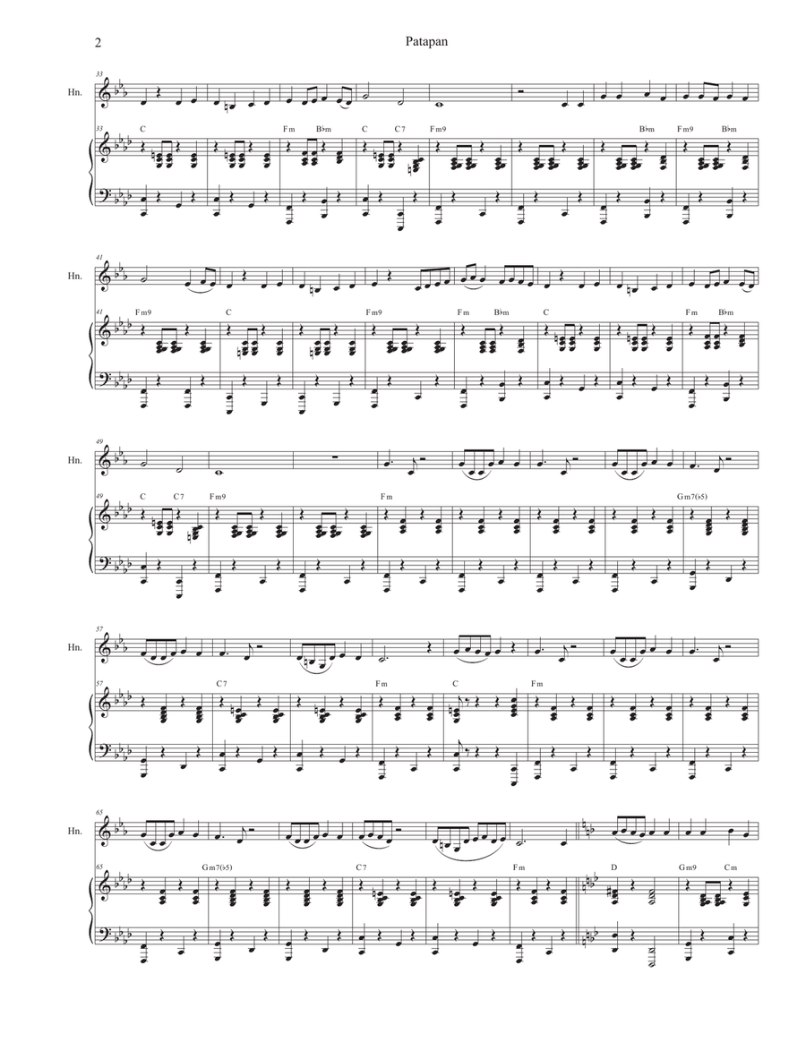 Patapan (French Horn solo and Piano) by Traditional Piano - Digital Sheet Music page 2