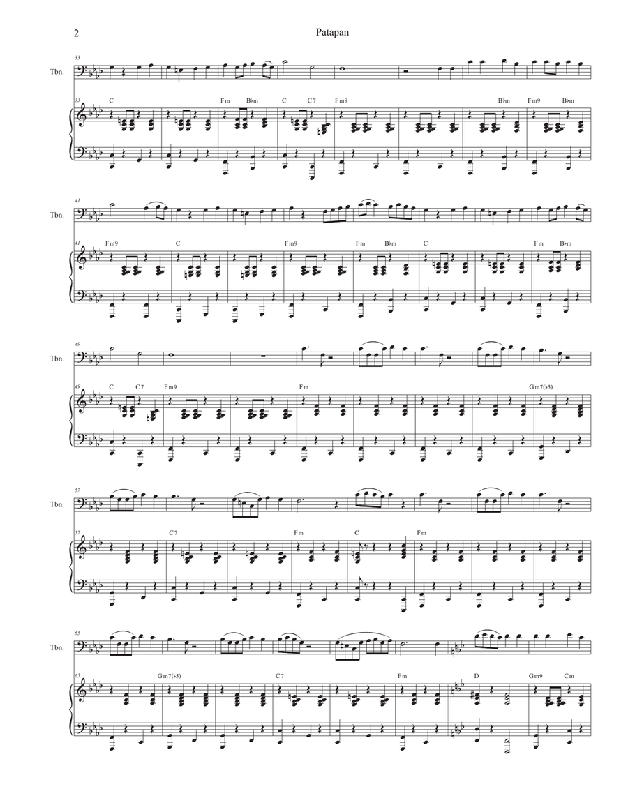 Patapan (Trombone solo and Piano) by Traditional Piano - Digital Sheet Music page 2