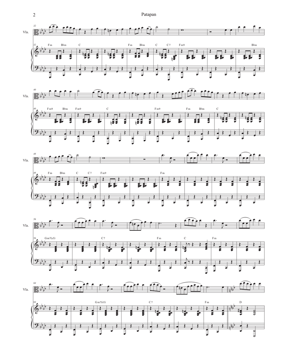 Patapan (Viola solo and Piano) by Traditional Piano - Digital Sheet Music page 2