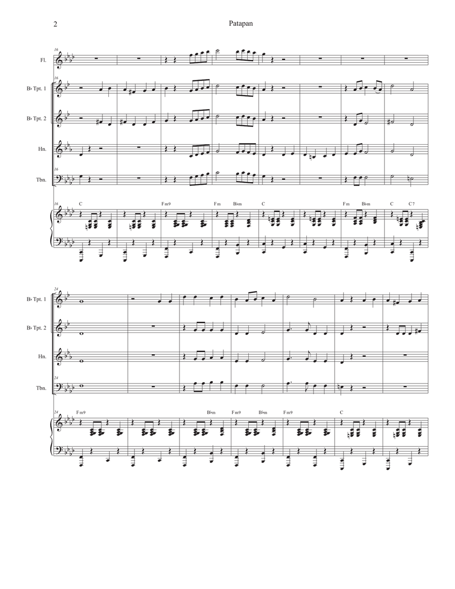 Patapan (Brass Quartet and Piano) by Traditional Brass Quartet - Digital Sheet Music page 2