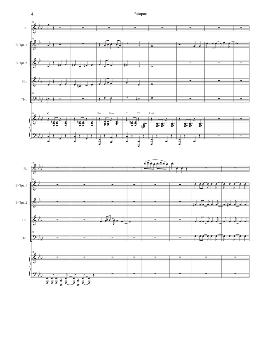 Patapan (Brass Quartet and Piano) by Traditional Brass Quartet - Digital Sheet Music page 4