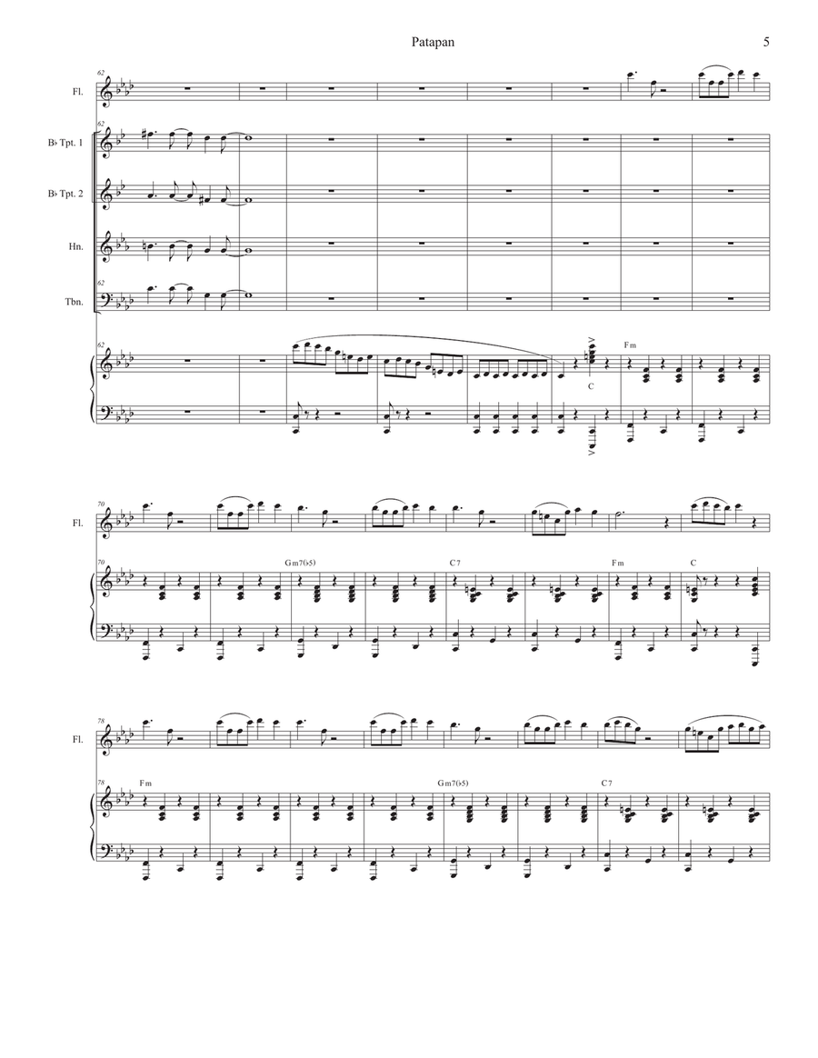 Patapan (Brass Quartet and Piano) by Traditional Brass Quartet - Digital Sheet Music page 5