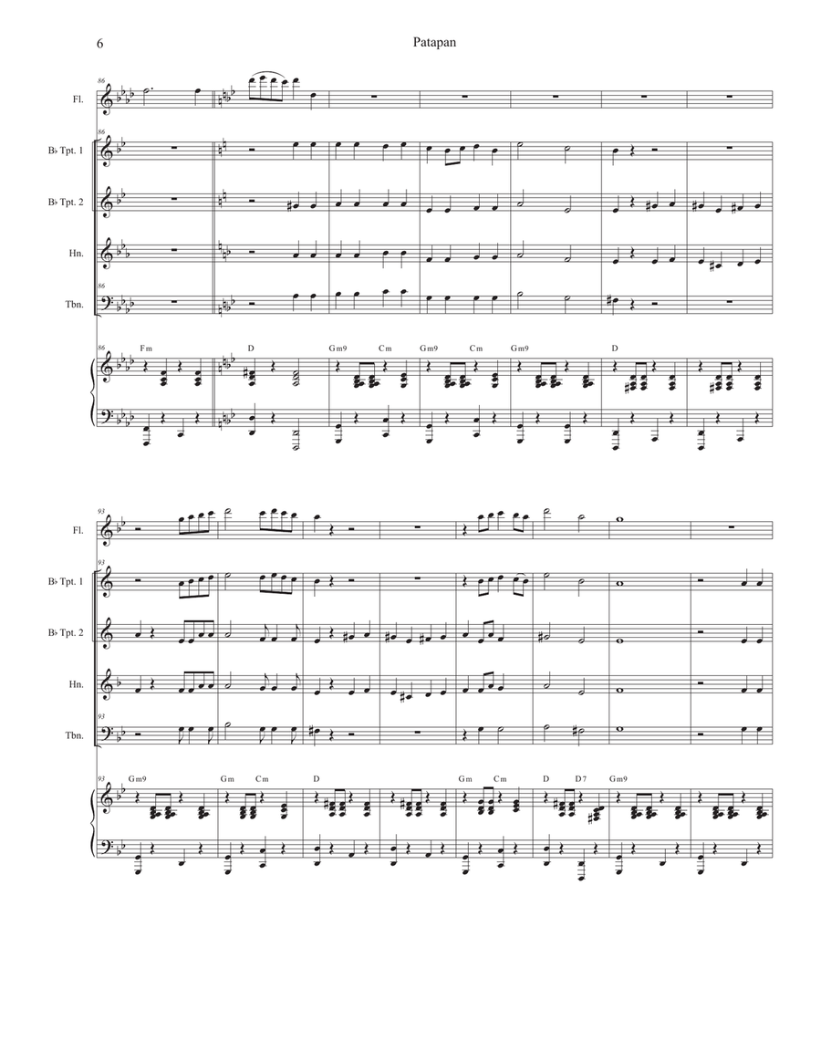 Patapan (Brass Quartet and Piano) by Traditional Brass Quartet - Digital Sheet Music page 6