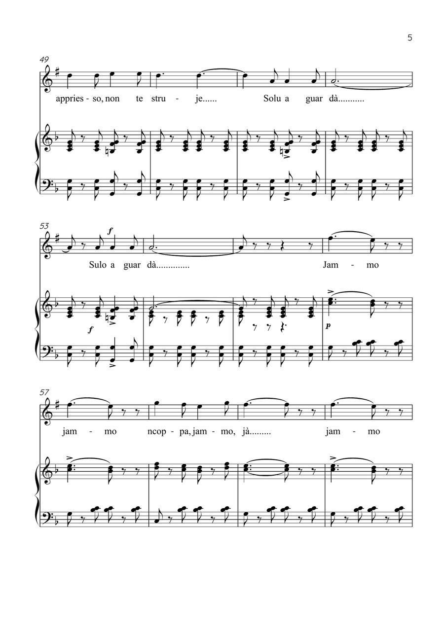 Funiculì, Funiculà - Clarinet & Piano in F Major - Intermediate by Luigi Denza Bass Clarinet - Digital Sheet Music page 5